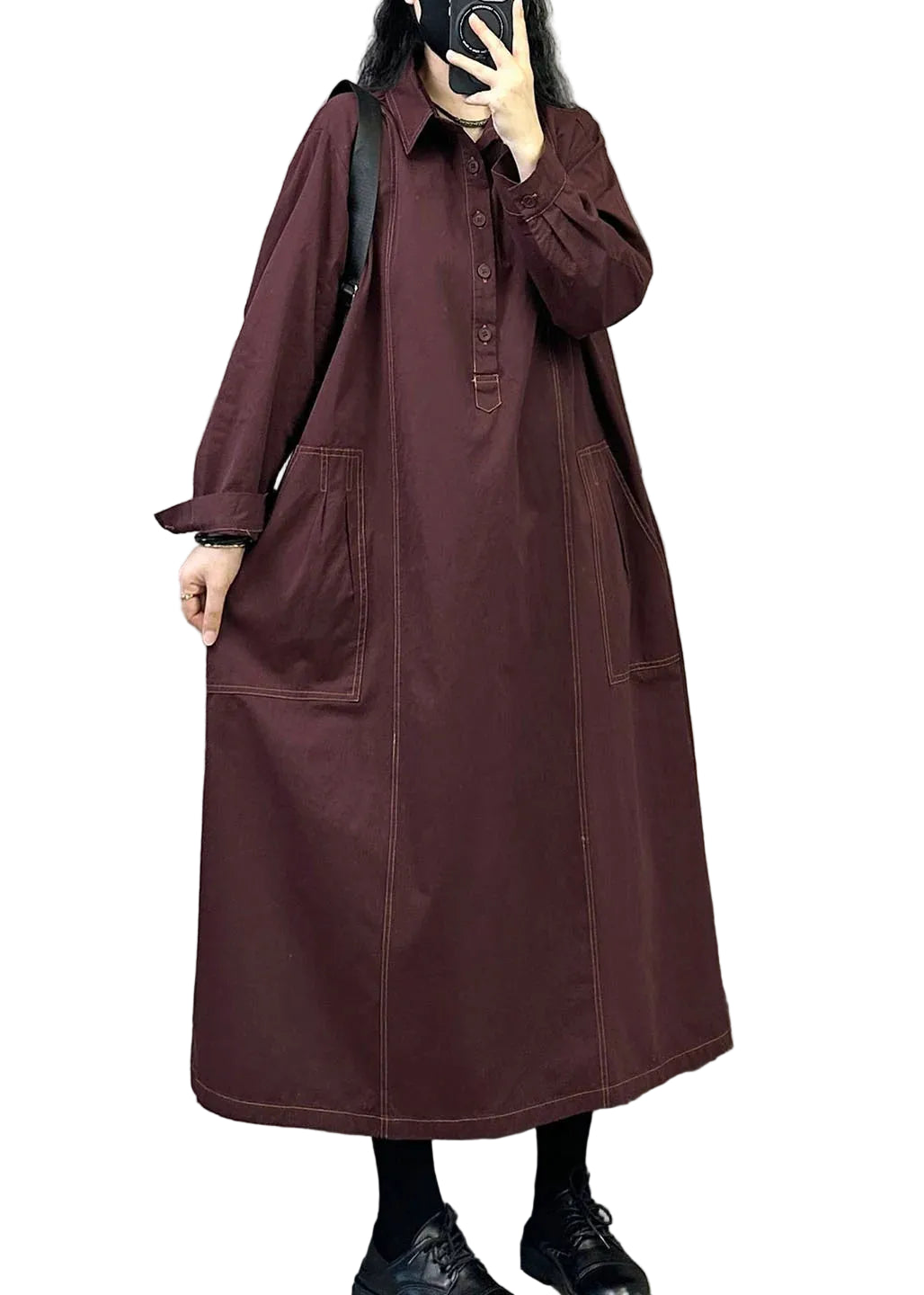 Robe maxi oversize femme style bohème automnale 0