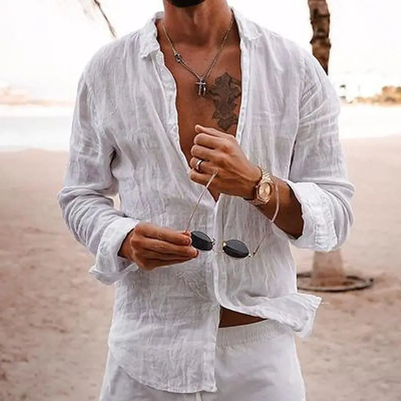 Variant image for Chemise en Lin Décontractée pour Hommes - Style Élégant et Confortable-31