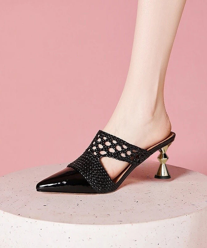 Sandales À Talons Hauts Ajourées Dorées Pour Femme 1