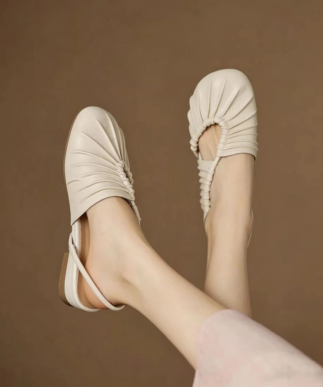 Sandales Femme Petit Talon Bout Fermé Froncé 3