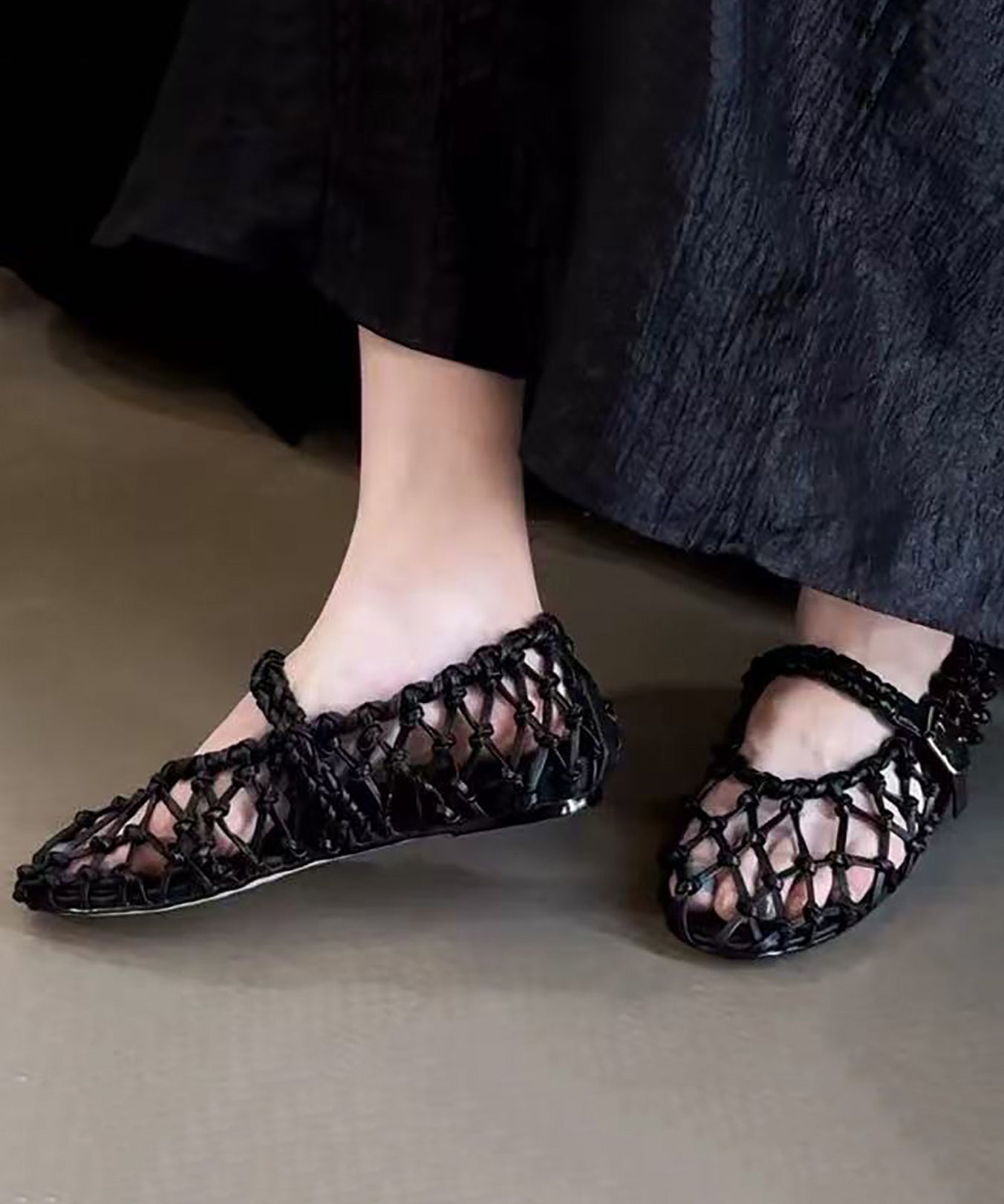 Sandales Pour Femmes Tissées Ajourées Avec Sangle À Boucle 2