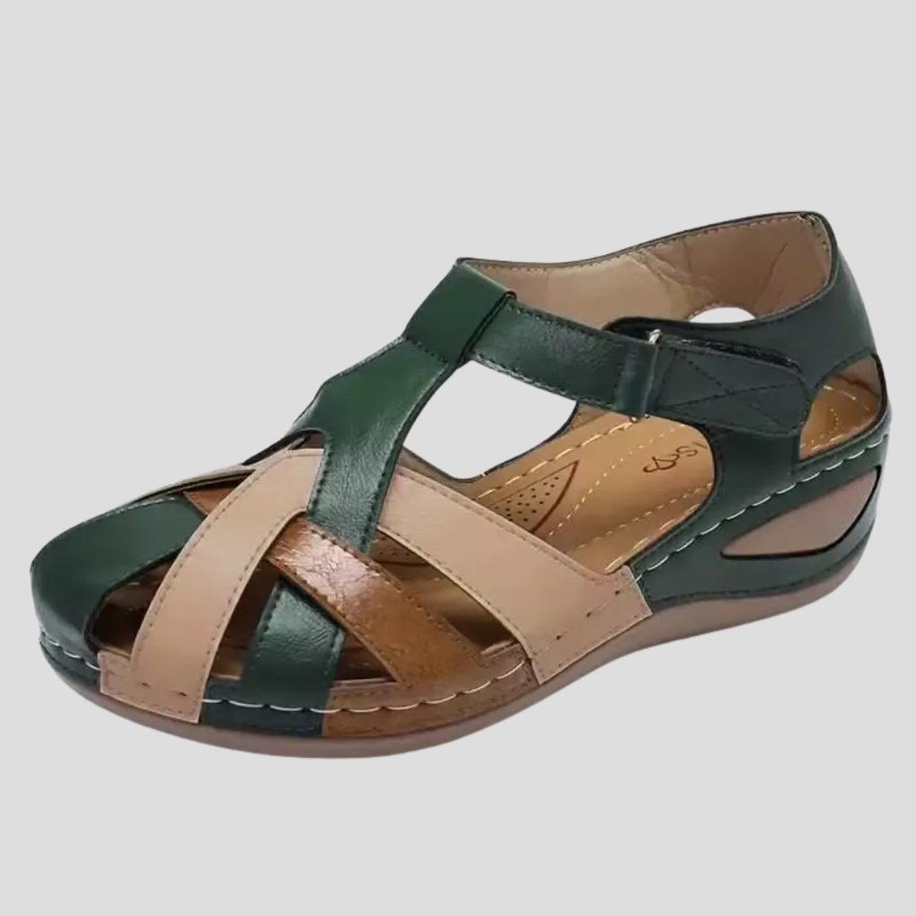 Sandales à Bout Fermé pour Femmes Printanières Color Block 1
