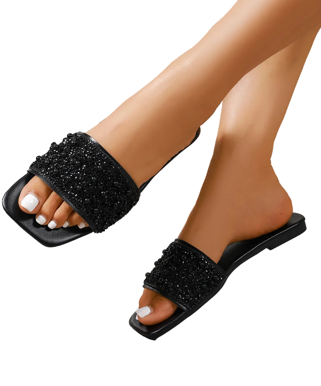 Sandales à Glissière avec Paillettes et Perles 3
