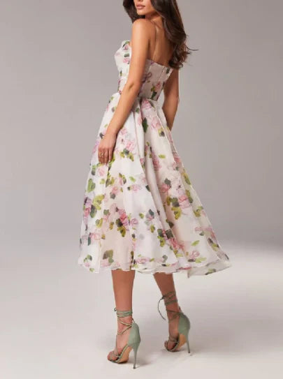 Robe Femme Asymétrique Imprimée 100% Polyester Chic-4