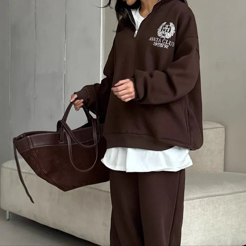 Sweat-shirt Femme Oversize à Demi-Zip 3