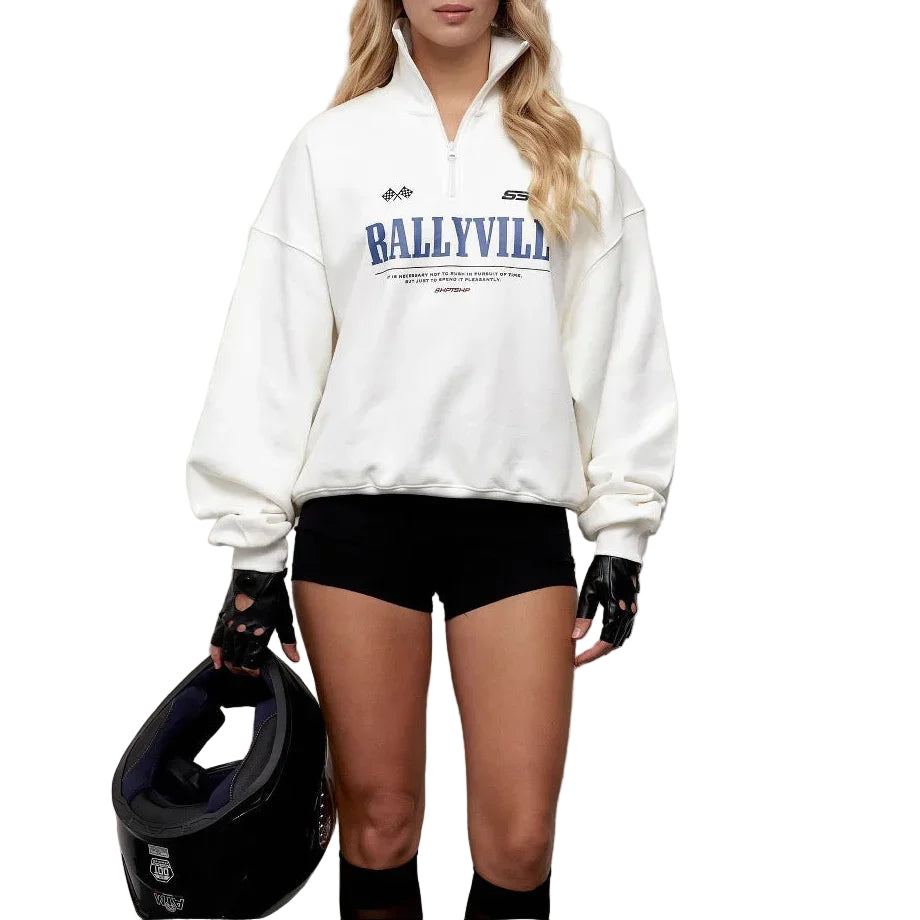 Sweat-shirt Femme Surdimensionné à Demi-Fermeture Éclair 0