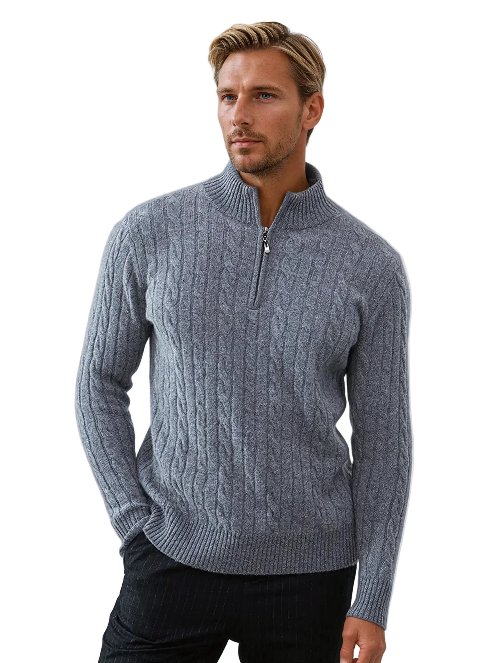 Sweat Shirt Homme Tricot Câble Décontracté 1