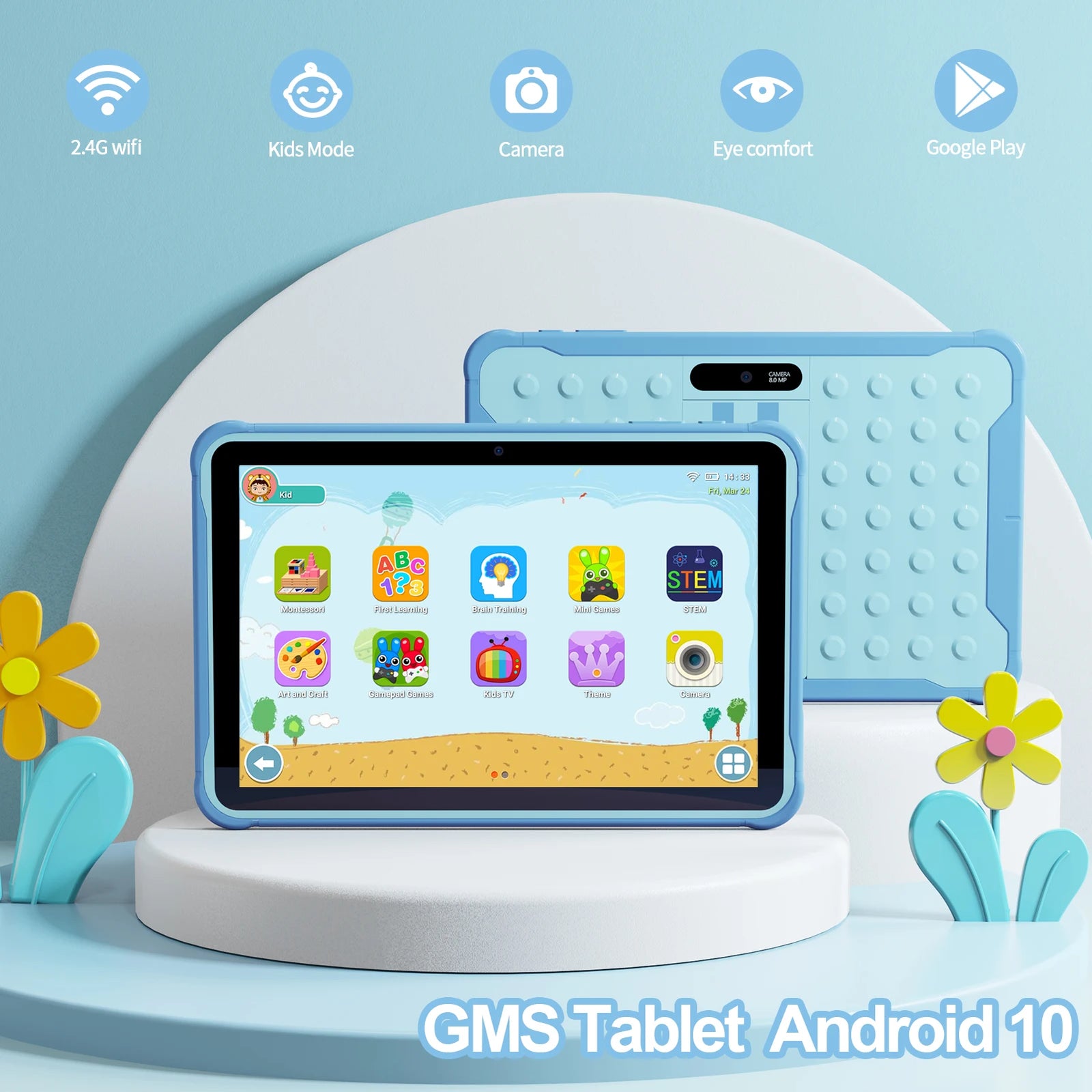 Tablette Enfant 10 Pouces Android 13 avec Processeur Quad-Core et 64 Go de Stockage 5
