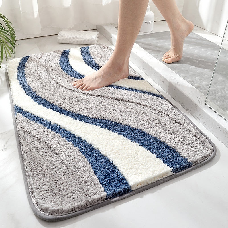 Tapis de bain contemporain en peluche avec motif ondulé 2