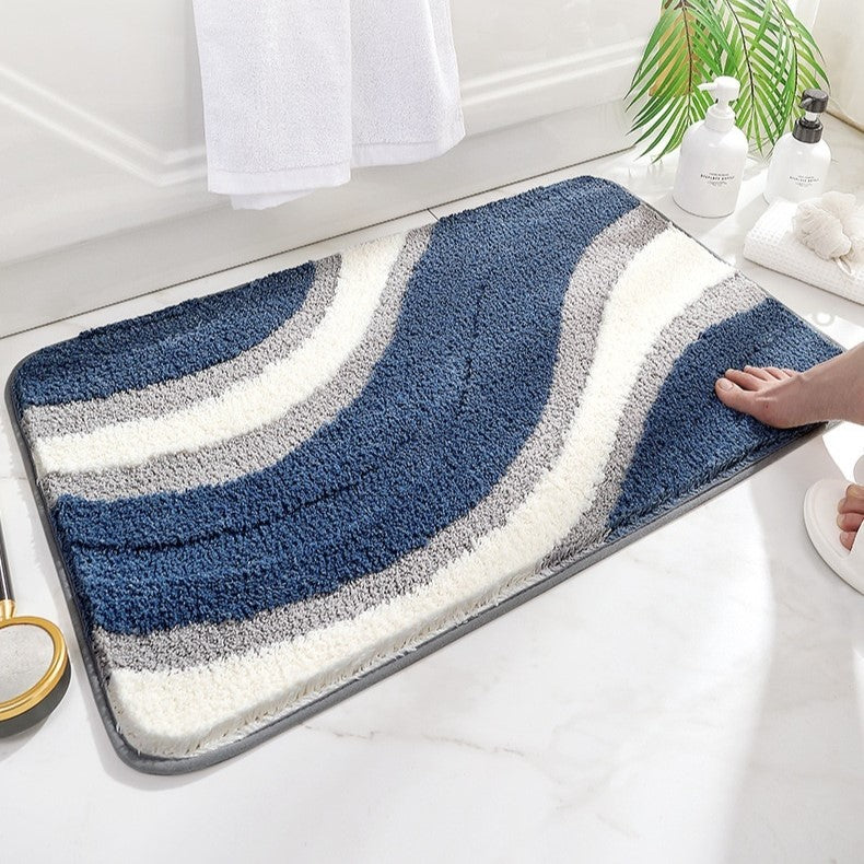 Tapis de bain contemporain en peluche avec motif ondulé 4