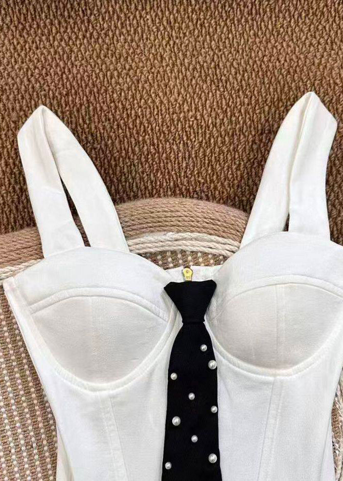 Top Bustier Femme Ajusté à Nœud Perlé 2