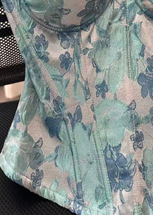 Top Caraco Femme Style Jacquard à Motif Arêtes de Poisson 2