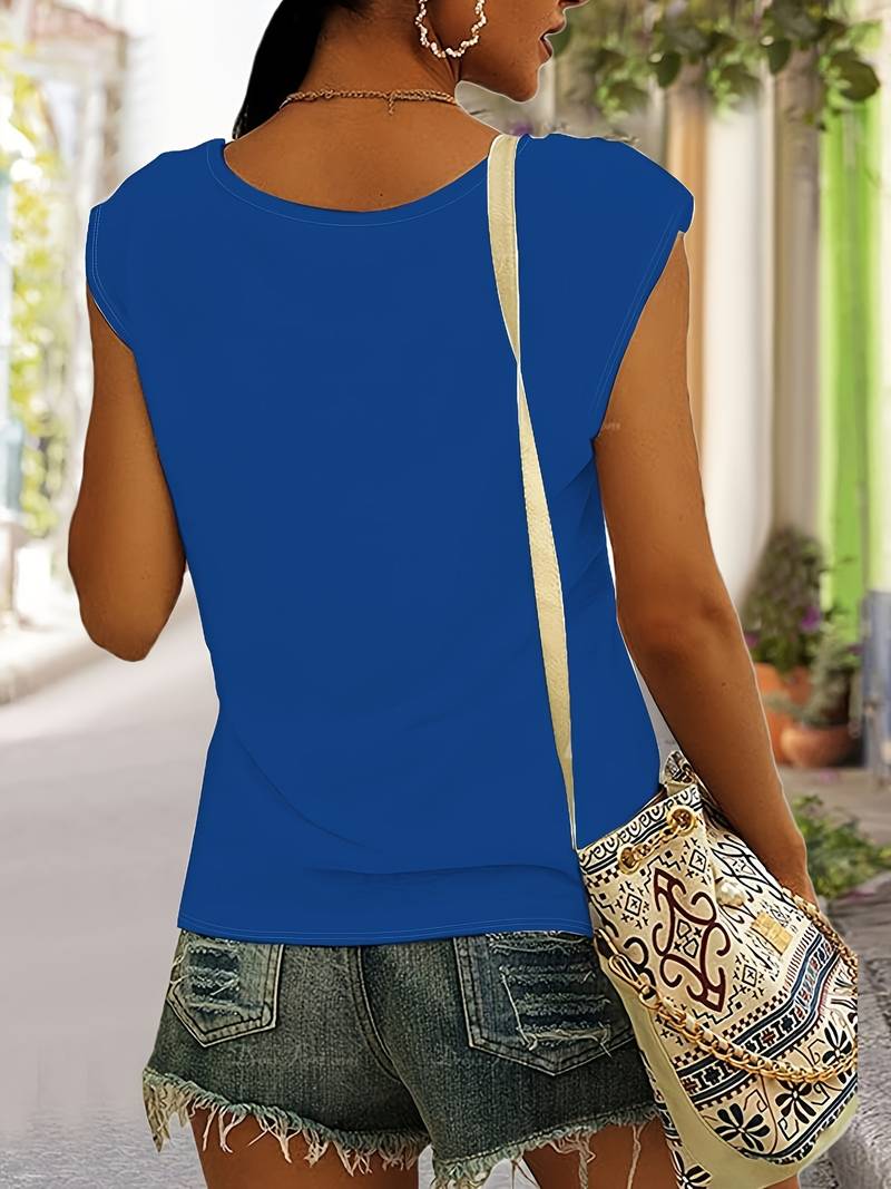 Top Femme Col V Sans Manches Ample 2