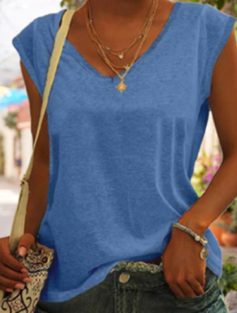 Top Femme Col V Sans Manches Ample 7
