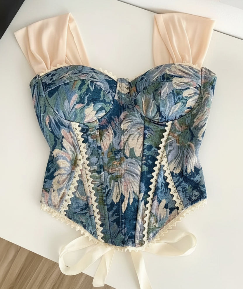 Top Femme Patchwork à Lacets Style Jacquard Estival 0