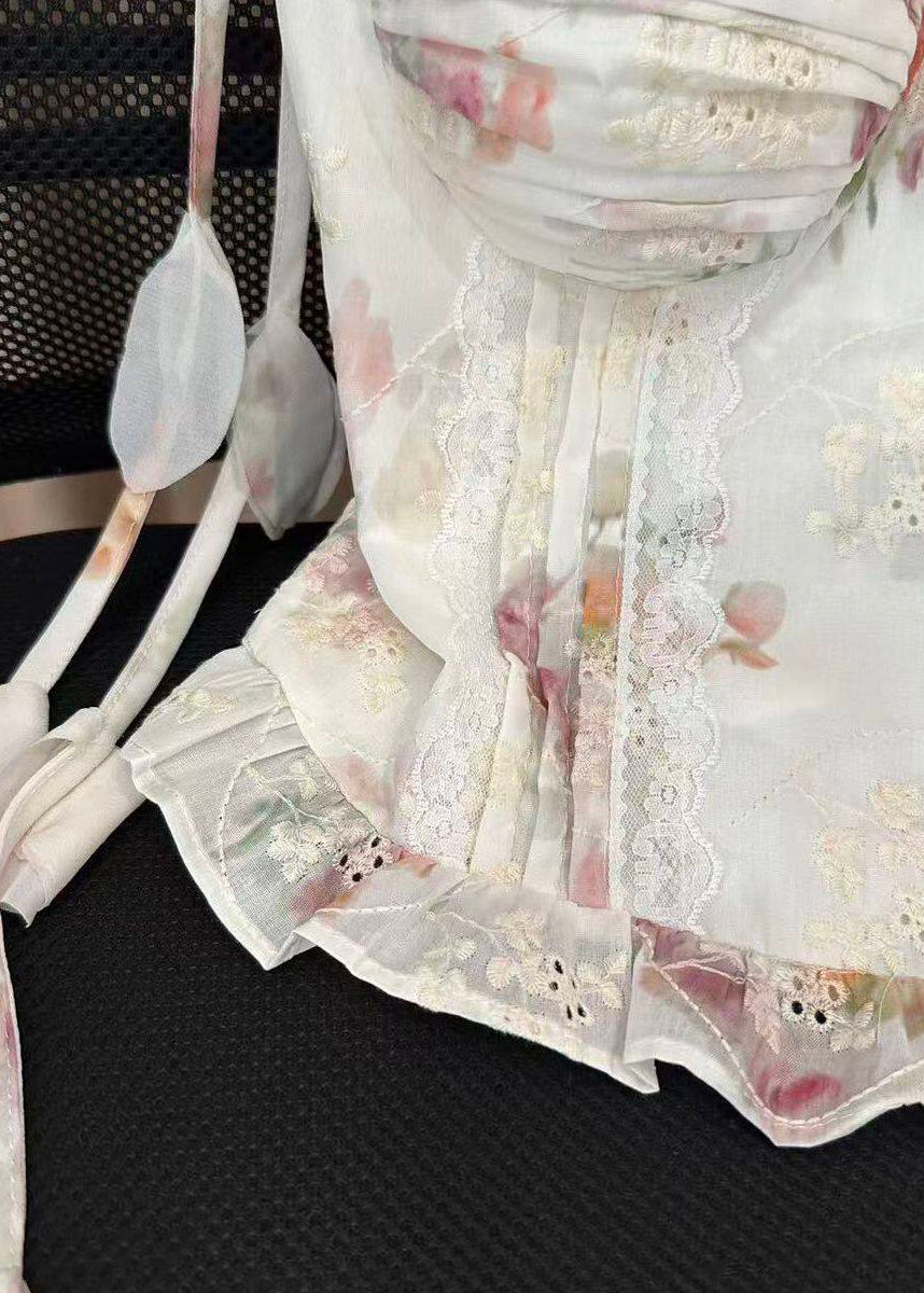 Top Femme à Bretelles Spaghetti Imprimé Floral Froissé 4
