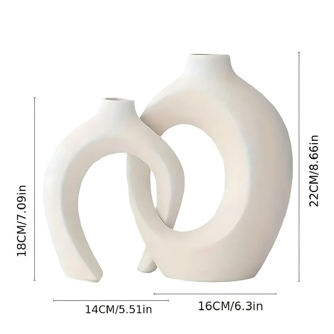 Vase Décoratif en Céramique Abstrait Moderne 30 cm et 25 cm 3