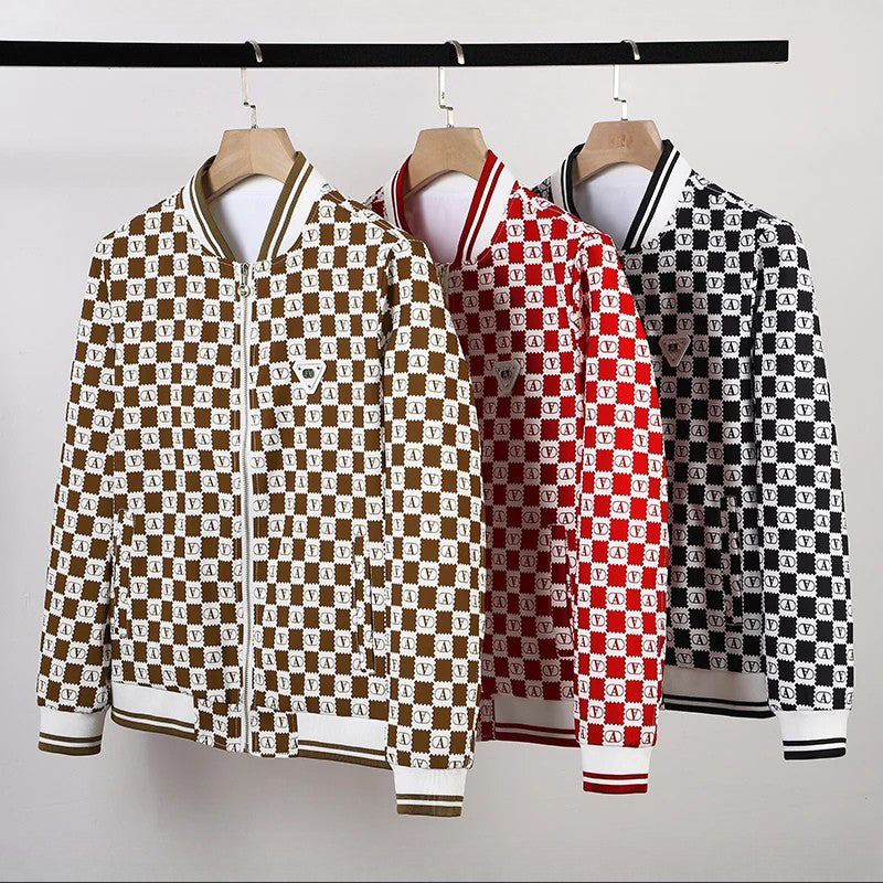 Veste Aviateur Rétro à Damier pour Homme 0