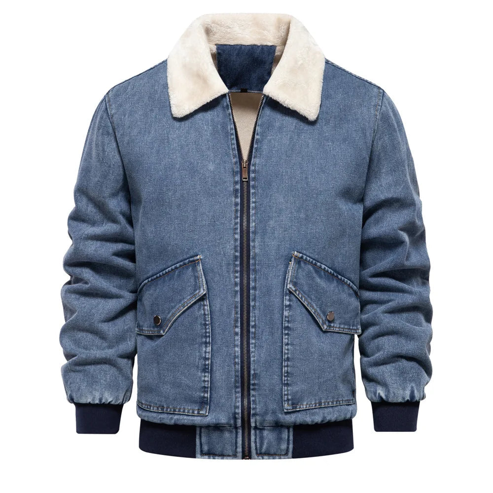 Veste Aviateur en Jean Style Décontracté 0