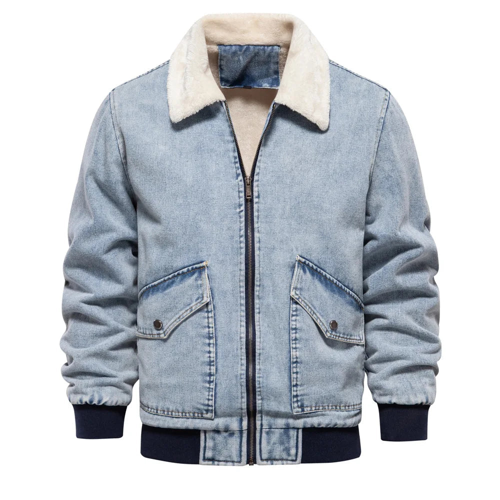 Veste Aviateur en Jean Style Décontracté 2