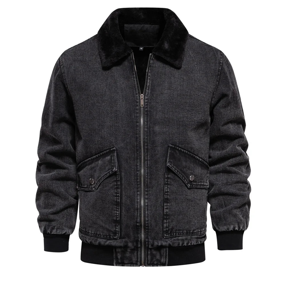 Veste Aviateur en Jean Style Décontracté 3
