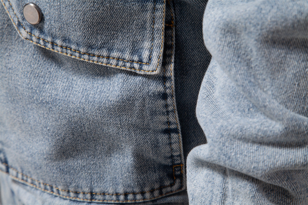 Veste Aviateur en Jean Style Décontracté 4