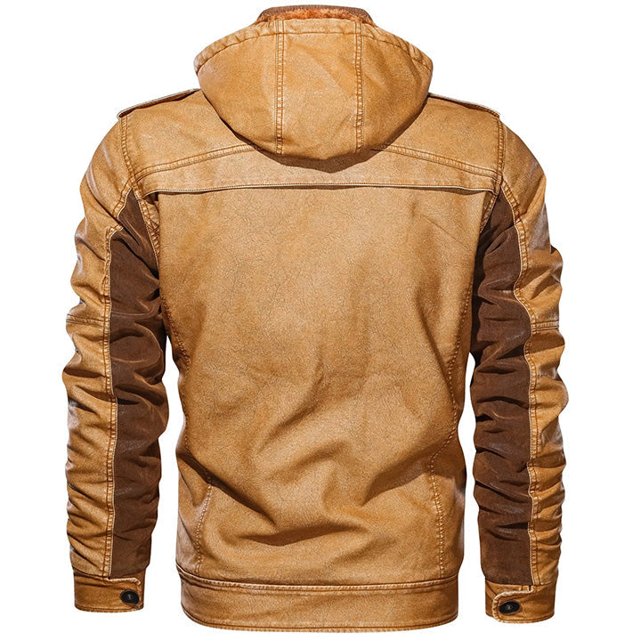 Veste Cuir Homme Avec Capuche Amovible Moderne 1