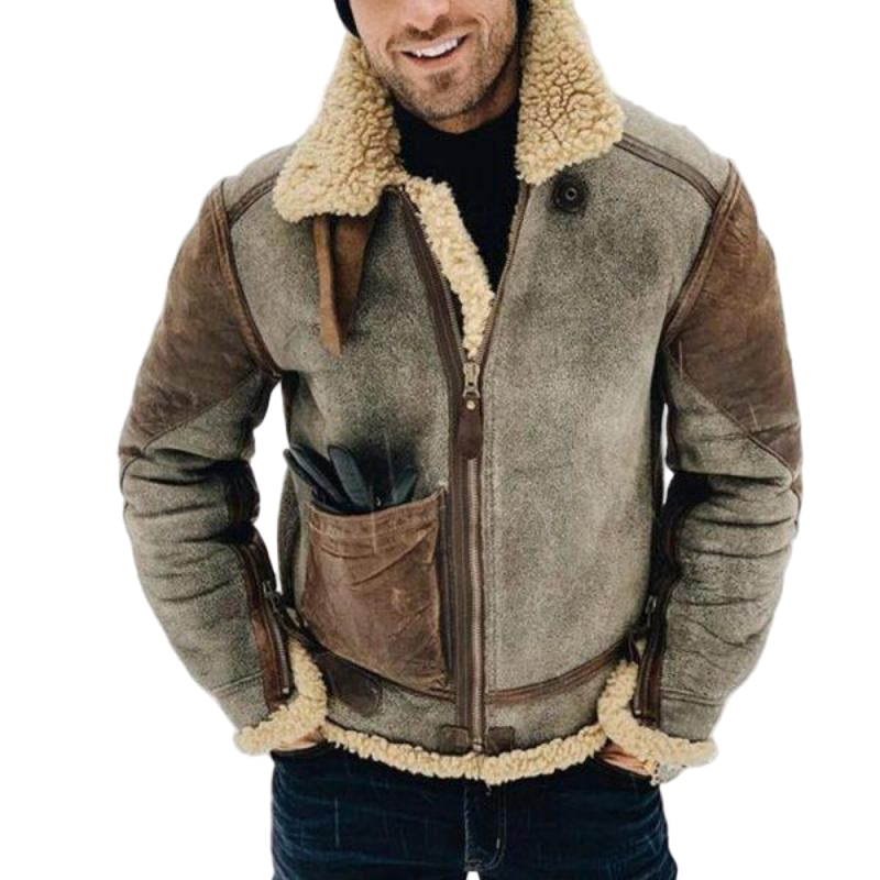 Veste Cuir Homme Moderne Ajustée avec Poches Fonctionnelles 0