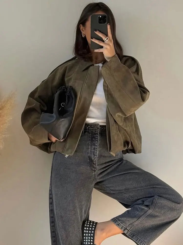 Veste Femme Blouson Aviateur Ample Moderne 2