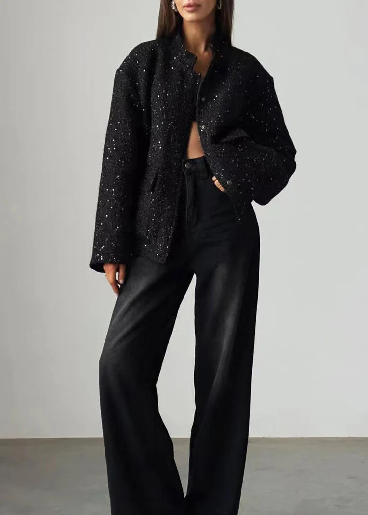 Veste Femme Oversize Décontractée Col Montant Automne 1