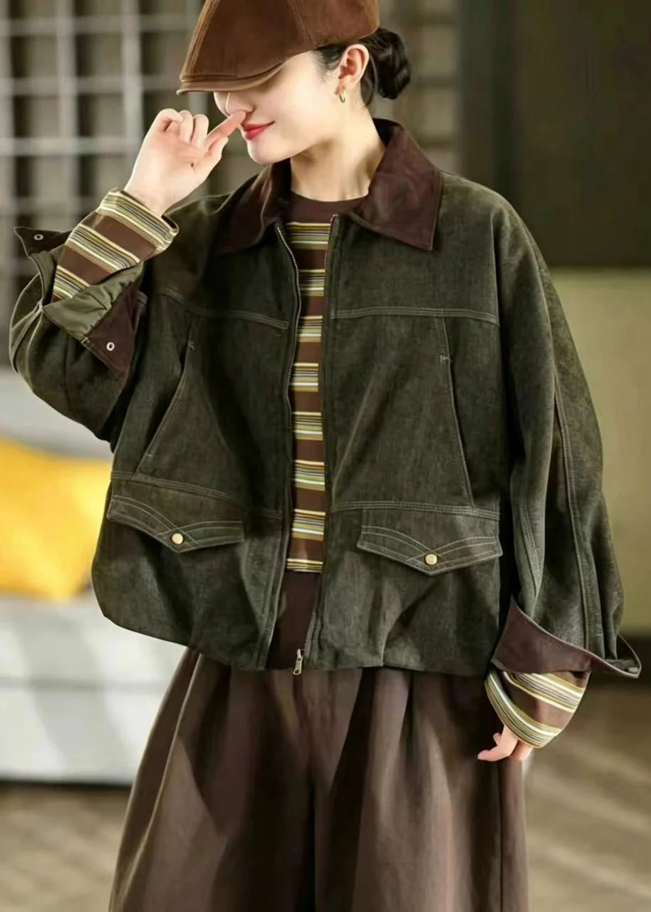 Veste Femme Vintage À Col Rabattu Style Décontracté 1