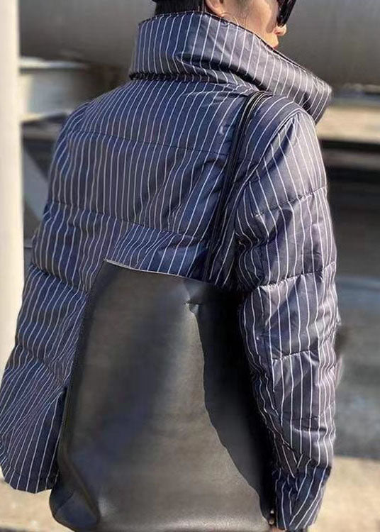 Veste Hiver Chic à Col Montant Rayé 3
