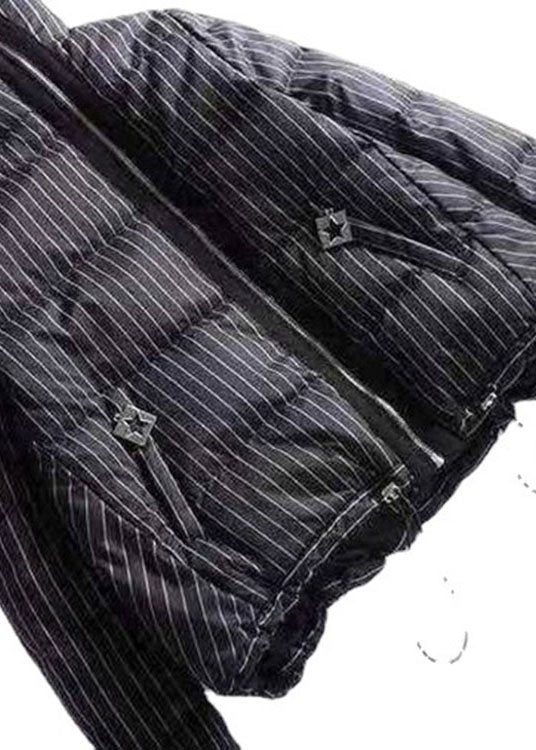 Veste Hiver Chic à Col Montant Rayé 4