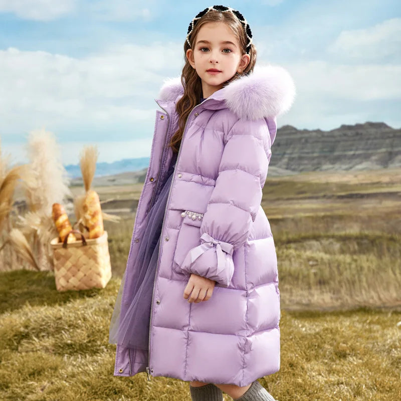Veste Hiver Fille Avec Capuche et Doublure Chaude 2