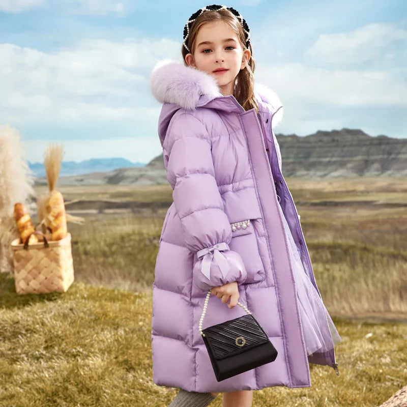Veste Hiver Fille Avec Capuche et Doublure Chaude 3