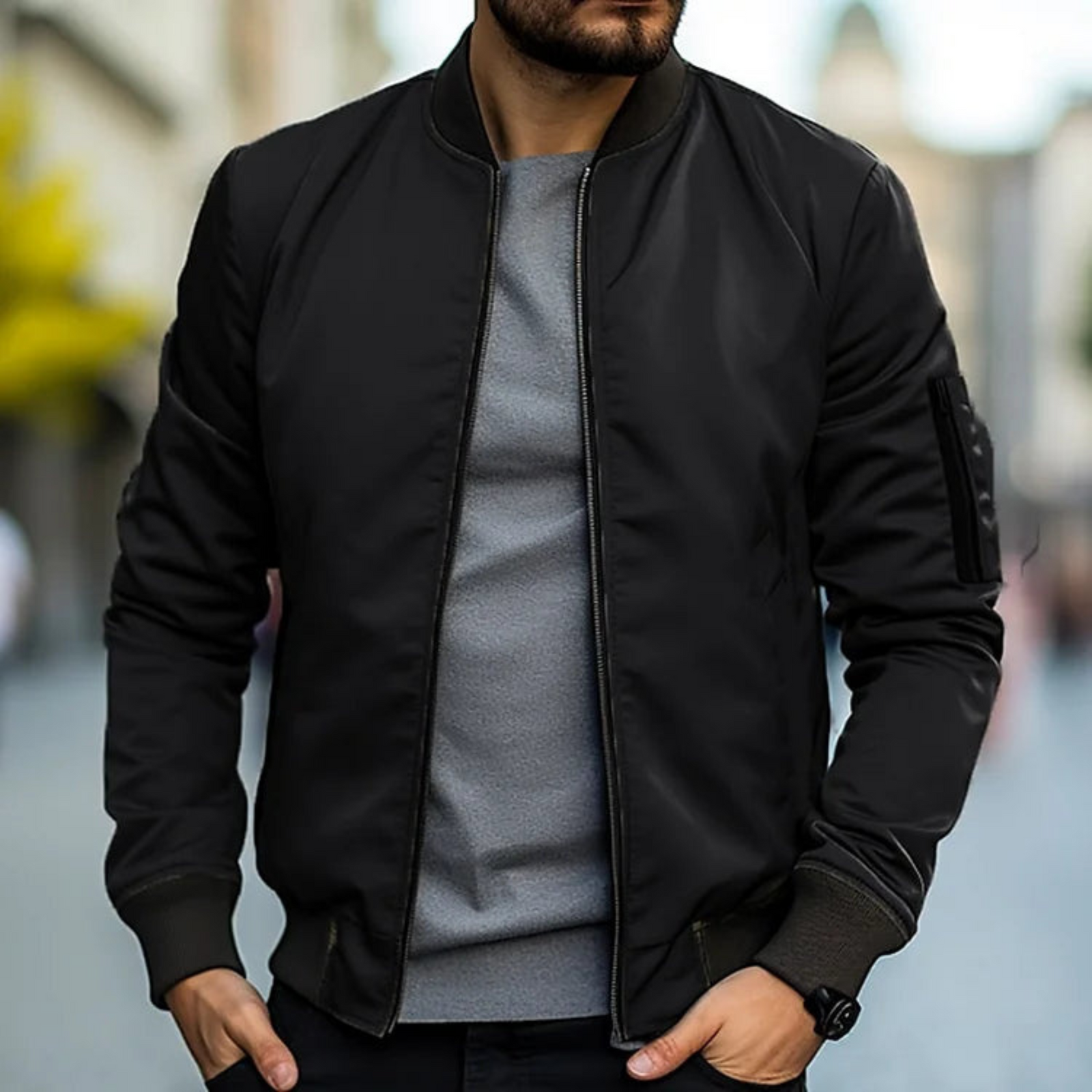 Veste Homme Bomber Style Urbain Col Montant 0