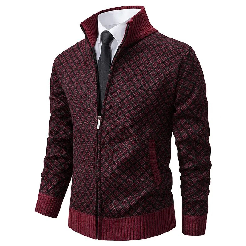 Veste Homme Fermeture Éclair Motif Géométrique Tissu Mélangé 5