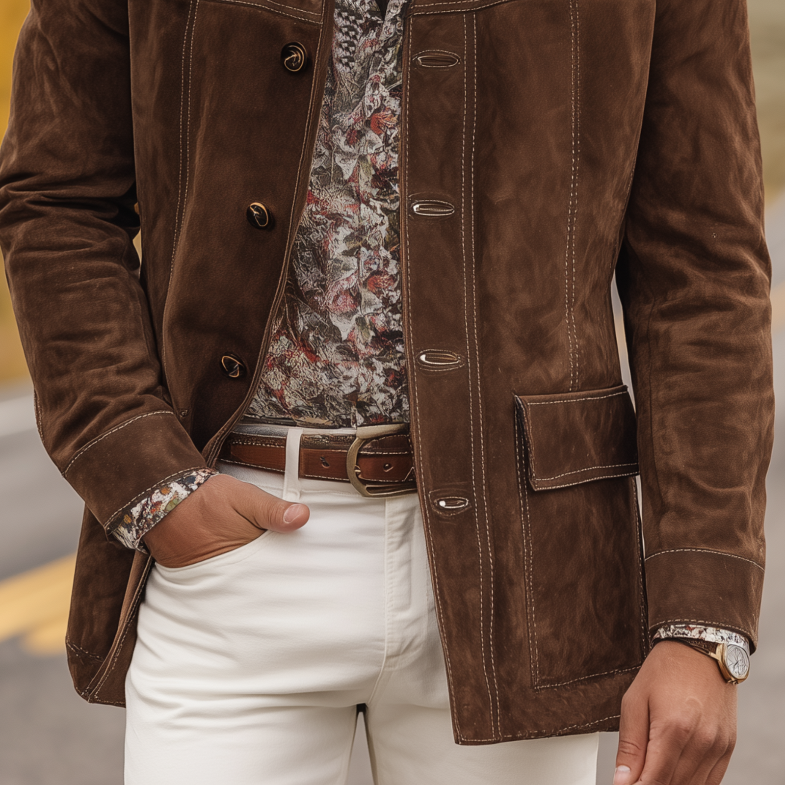 Veste Homme Style Western avec Revers et Panneaux Mockey 4