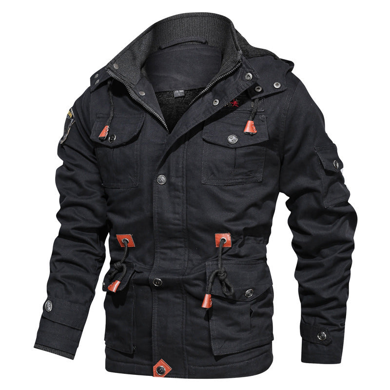 Veste Militaire Mi-Longue pour Hommes avec Capuche 1