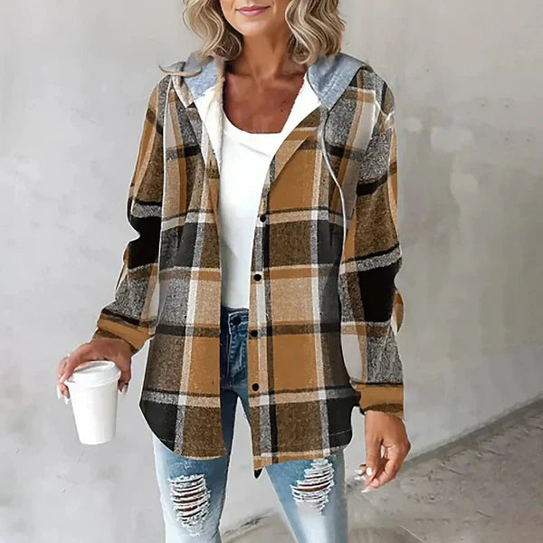 Veste à Capuche Femme à Carreaux Décontractée 6