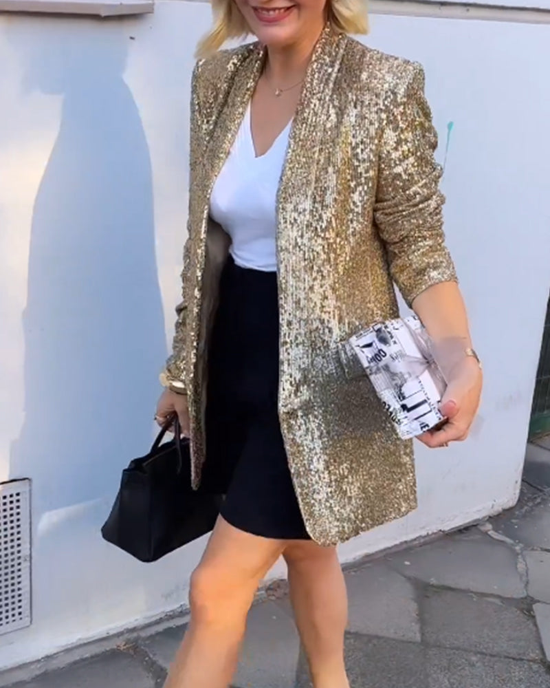 Veste à Paillettes Dorées pour Femmes Glamour 1