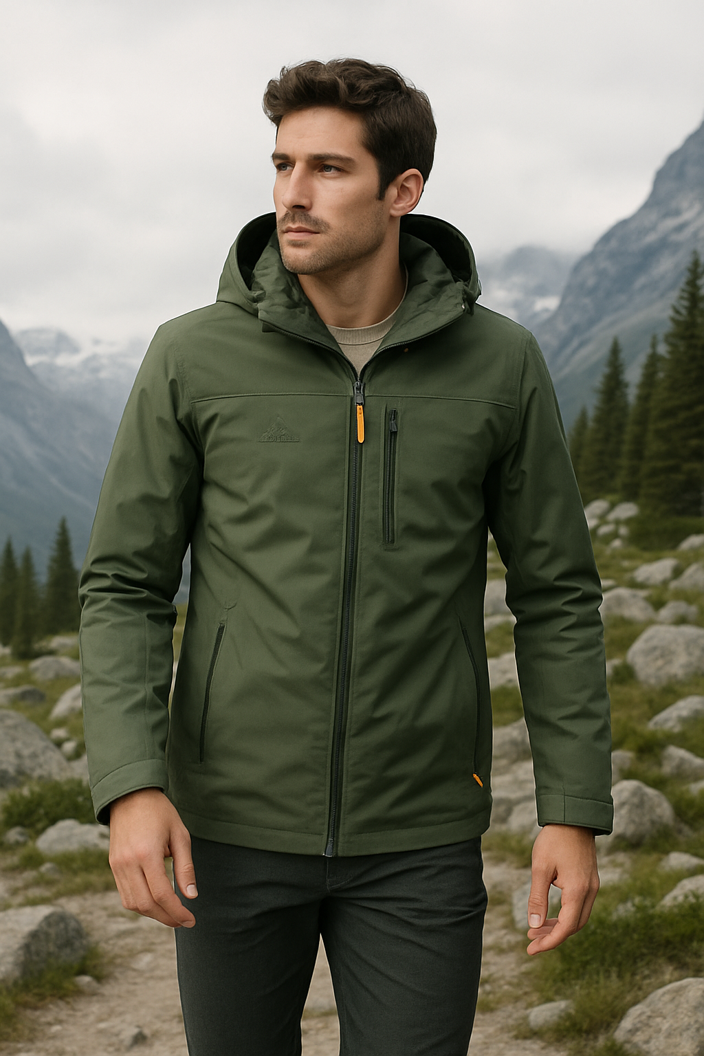 Veste d'extérieur pour hommes Imperméable Coupe-Vent Tissu Durable 1