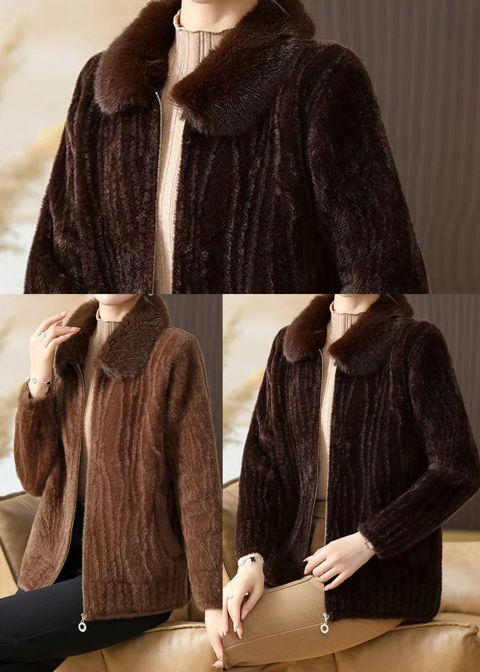 Veste d'hiver Femme Coupe Ample Col Fourrure 4