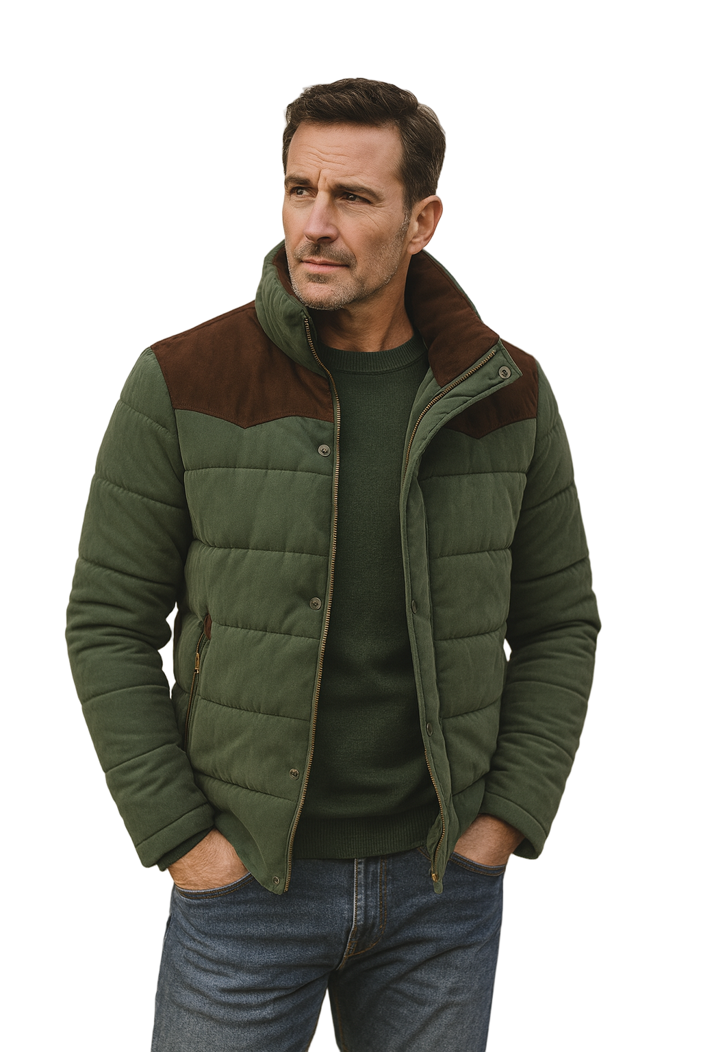 Veste d'hiver Matelassée pour Hommes avec Détails en Daim 0