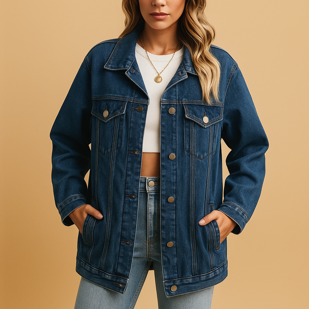 Veste d'hiver en jean pour femmes avec boutons 2