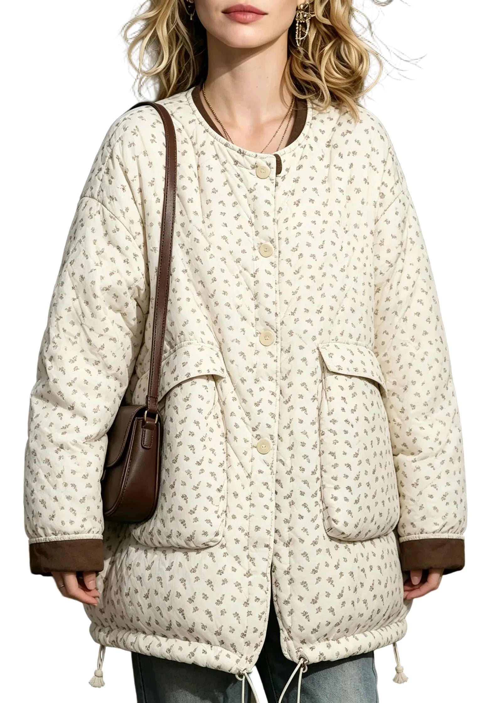 Veste d'hiver femme à poches avec cordon de serrage 0
