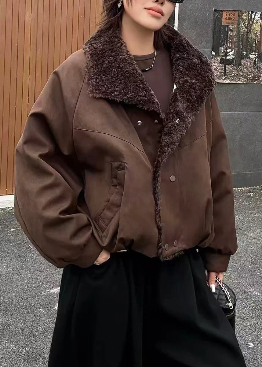 Veste d'hiver femme ample style teddy col rabattu 0