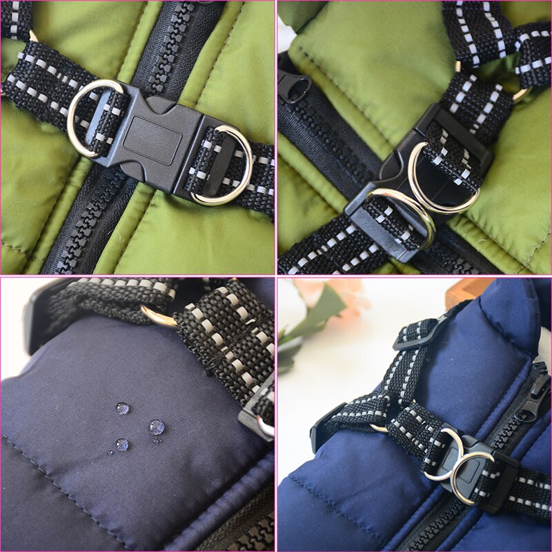 Veste d'hiver pour chiens avec harnais réfléchissant 2
