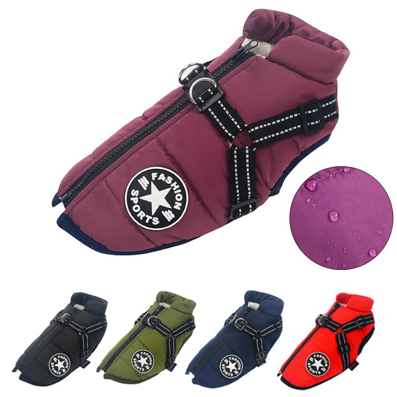 Veste d'hiver pour chiens avec harnais réfléchissant 5