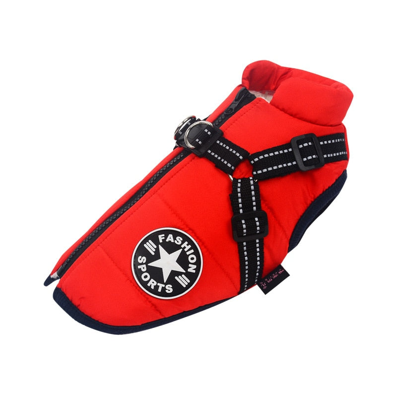Veste d'hiver pour chiens avec harnais réfléchissant 8